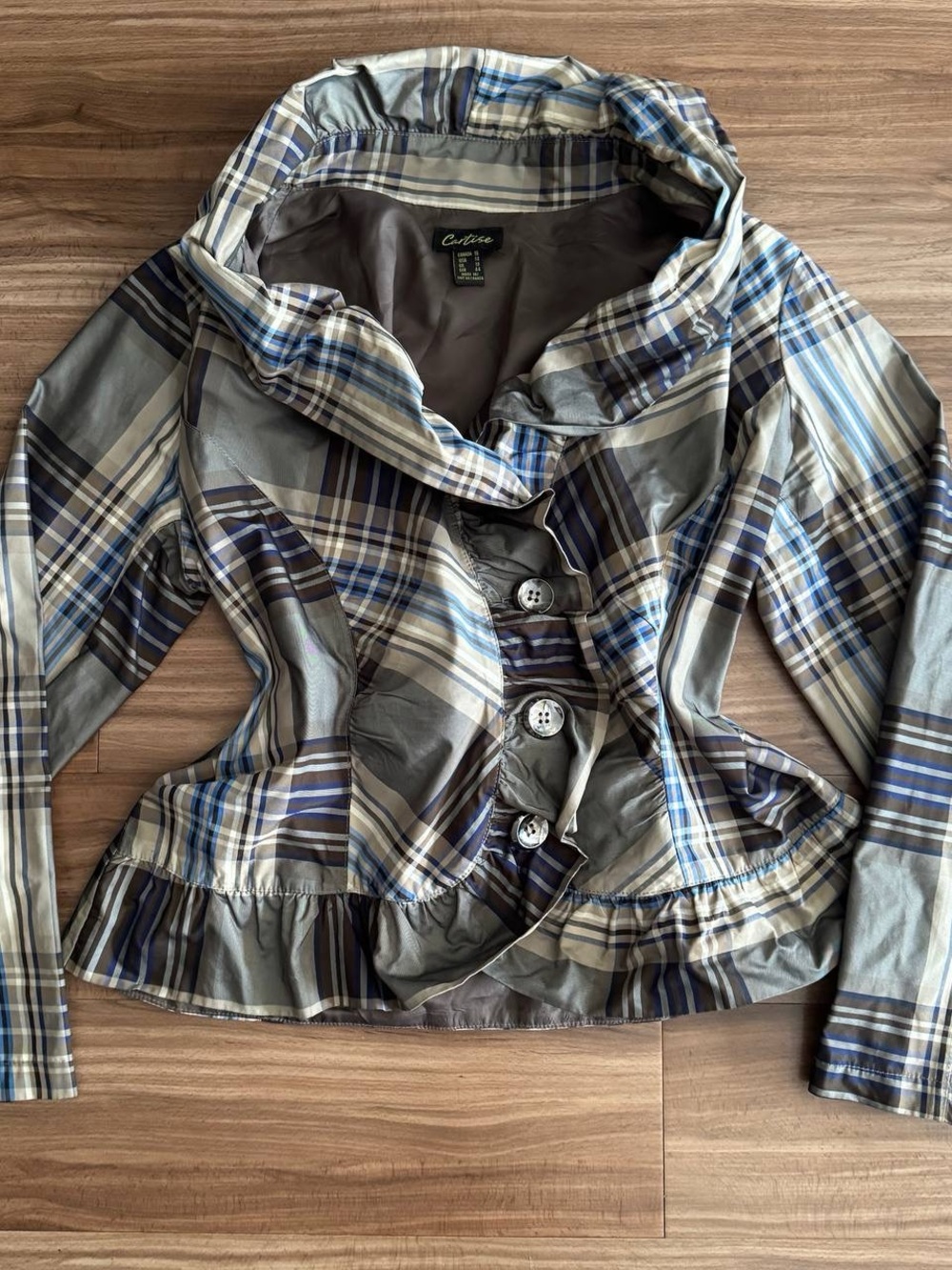 Gray Plaid Womens lightweight Jacket